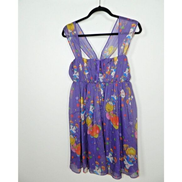Unique‎ Vintage x Rainbow Brite Dress Size Medium 6/8 Purple Rainbow Night Print - Picture 6 of 15